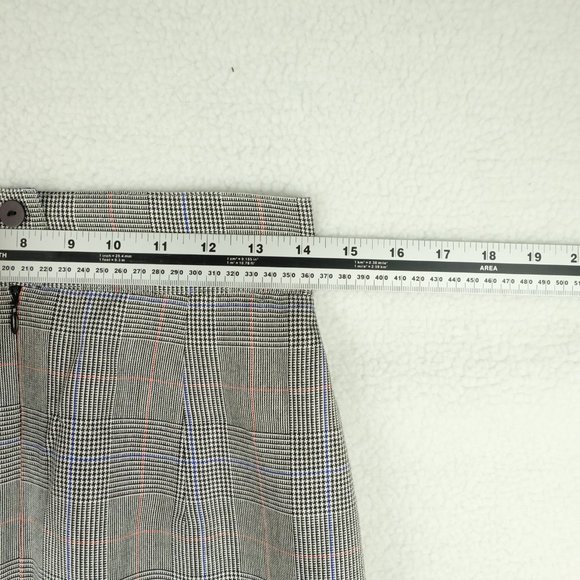 Vintage Womens Straight Skirt 10 Gray Houndstooth Check Midi Pleated Classic 80s - Picture 10 of 14